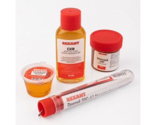 Набор для пайки REXANT К4 универсальный (припой, канифоль, паяльный жир, флю [09-3744]