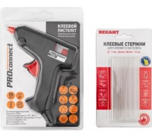 Пистолет термоклеевой сетевой REXANT ПК01 набор для творчества 15вт, стержни 7мм) 12-1701