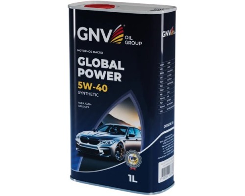 Масло моторное GNV Global Power 5W40 Synthetic A3/B4, SN/CF 1 л (металл. канистра) GGP1M11072017510540001