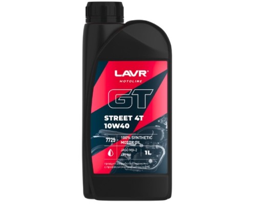 Масло для мотоциклов LAVR MOTO GT STREET 4T 10W40 SM, 1 л Ln7725