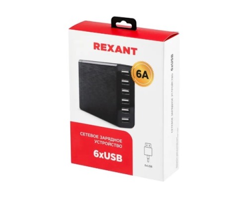 Зарядное устройство REXANT 16-0287 сетевое 6хUSB, 1000ma, черное