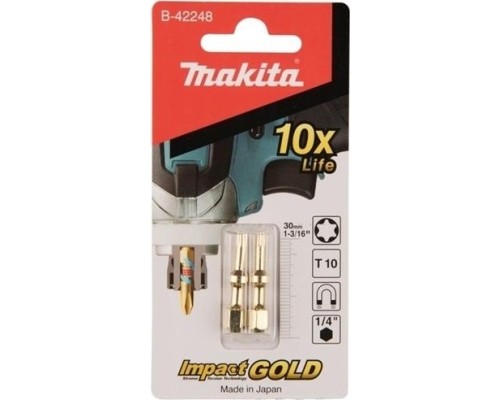 Бита для заворачивания MAKITA B-42248 Impact Gold Shorton T10, 30 мм, E-form (MZ), 2 шт.