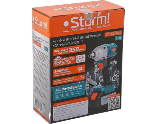 Гайковерт аккумуляторный 18B Sturm CD20350BL 1BatterySystem