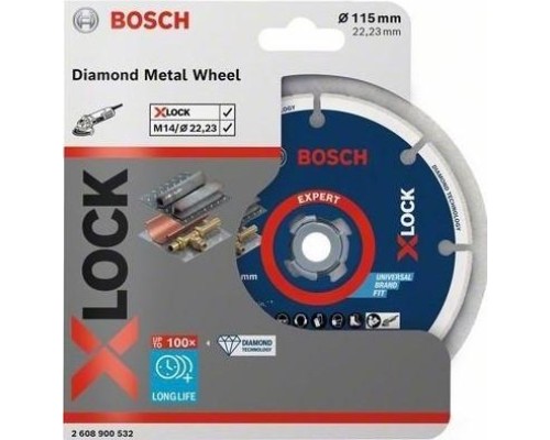 Алмазный диск для резки металла BOSCH X-LOCK 115х22.2 мм EXPERT [2608900532]