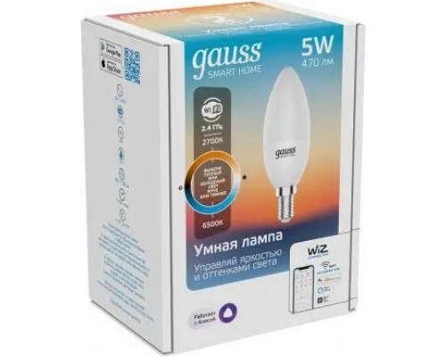 Лампа светодиодная GAUSS Smart home с37 5w 470lm 2700-6500к е14 диммируемая led [1110112]