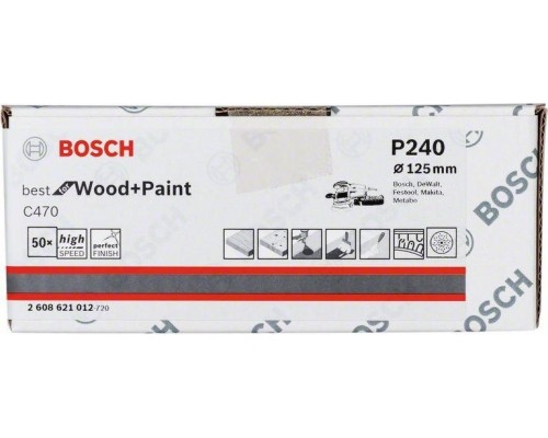 Диск на велюровой основе с отверстиями BOSCH 125 мм K 240 Best for Wood+Paint MULTIHOLE [2608621012]