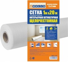 Сетка фасадная 4Walls  интерьерная штукатурная, стекловолокно, 1*20 м, ячейка 5*5, белая [2138]