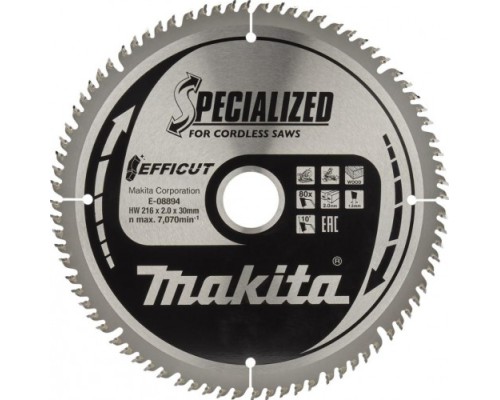 Пильный диск по дереву MAKITA E-08894 efficut 216x30x1.5x80t