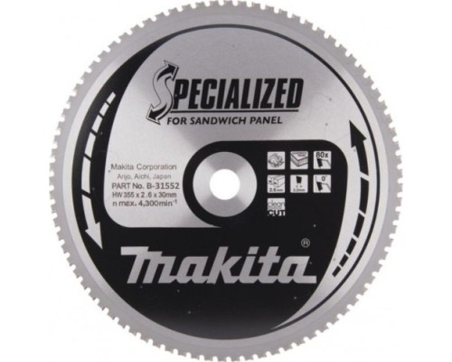 Пильный диск для сэндвич-панелей MAKITA 355х 80тх30 дерево B-31522 [B-31522]