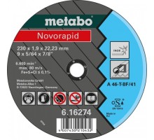 Диск отрезной по нержавеющей стали METABO 230x1,9x22,23 мм A46T Novorapid [616274000]