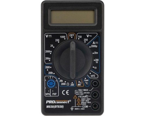 Мультиметр цифровой PROconnect M838 портативный [13-3013]