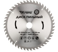 Пильный диск по дереву Kranz KR-92-0128 250х32/30 мм, 48 зуб.