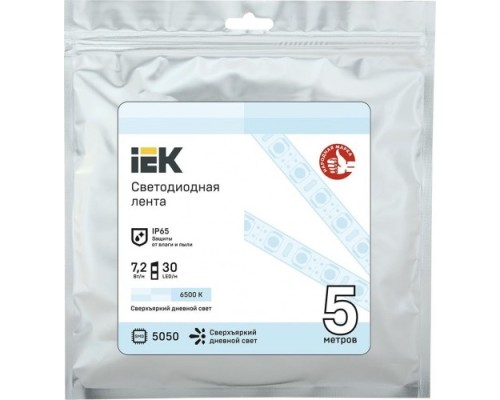 Лента светодиодная IEK LSR-5050W30 7,2w 12В IP65 (5 м) [LSR2-2-030-65-3-05]