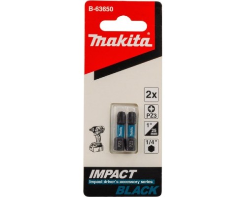 Бита для заворачивания MAKITA B-63650 Impact Black Pz3, 25 мм, C-form, 2 шт.