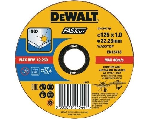 Отрезной круг по металлу DeWALT 125x1.0х22.2 мм Extreme DT43902-QZ [DT43902-QZ]