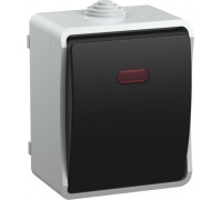 Выключатель одноклавишный IEK Форс ВС20-1-1-ФСр 10А IP54 с индикацией, серый EVS11-K03-10-54-DC