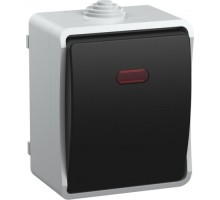 Выключатель одноклавишный IEK Форс ВС20-1-1-ФСр 10А IP54 с индикацией, серый EVS11-K03-10-54-DC