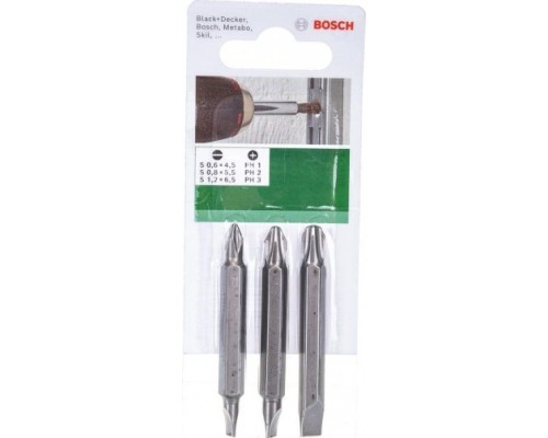 Бита для заворачивания BOSCH двусторонняя 45 ММ S/PH1,2,3 Extra Hard 3шт xh [2609255959]