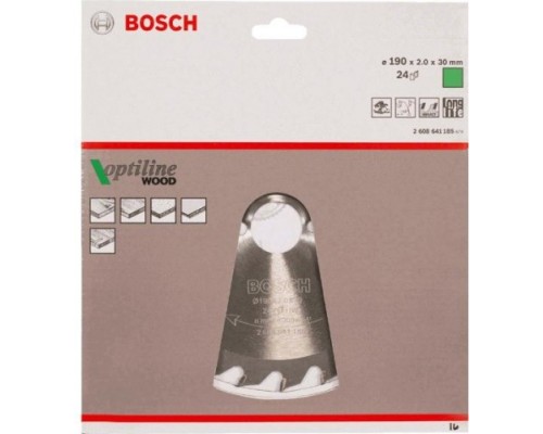 Пильный диск по дереву BOSCH Standard 190Х30 24 OPTILINE WOOD [2608641185]