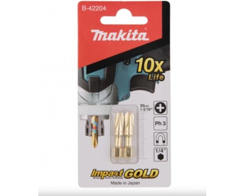 Бита для заворачивания MAKITA B-42204 Impact Gold Shorton PH3, 30 мм, E-form (MZ), 2 шт.