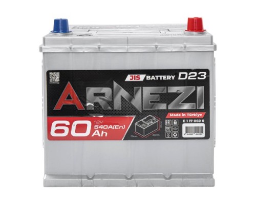 Аккумулятор ARNEZI JIS SMF 60 A/ч обратная R(+) 230x172x225 D23 EN 540 A [E1170600]