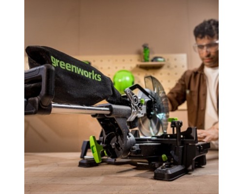 Пила торцовочная аккумуляторная GREENWORKS GD24MS216, без АКБ и ЗУ с протяжкой 1501707 Пила торцовочная аккумуляторная GREENWORKS GD24MS216, без АКБ и ЗУ с протяжкой 1501707