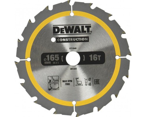 Пильный диск универсальный DeWALT 165х16тх20 мм Construction DT1948-QZ [DT1948-QZ]