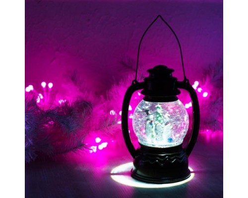 Фонарь декоративный NEON-NIGHT с эффектом снегопада и подсветкой Снеговики, белый [501-061]
