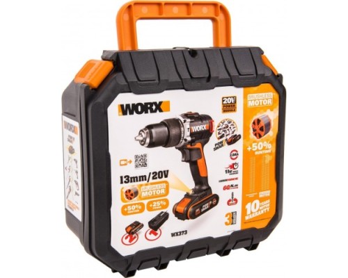 Дрель-шуруповерт аккумуляторная WORX WX373 ударная, бесщеточная