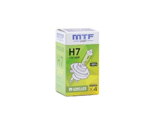 Лампа галогеновая MTF LIGHT H7 12V 55W LONG LIFE x4 HS1207