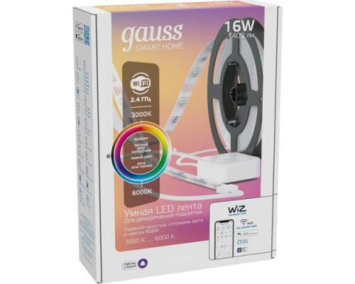 Лента светодиодная GAUSS Smart home 16w 1400lm 3000-6000к 100-240v ip20 5м rgbw [5020122]