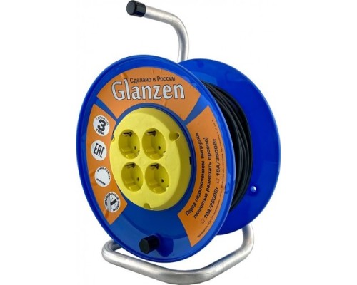 Удлинитель на катушке GLANZEN EB-40-018 силовой 4 гн. пвс 3х0,75