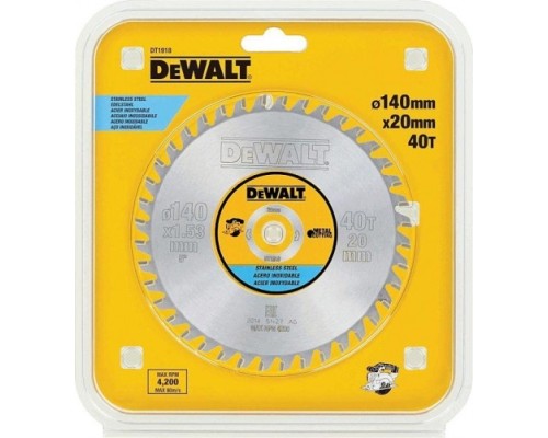 Пильный диск по стали DeWALT 140х40тх20 мм DT1918-QZ METAL CUTTING [DT1918-QZ]