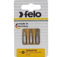 Бита для заворачивания FELO 02193216 крестовая pz 1/pz 2/pz 3x25, 3 шт в блистере