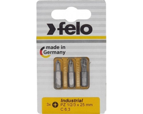 Бита для заворачивания FELO 02193216 крестовая pz 1/pz 2/pz 3x25, 3 шт в блистере