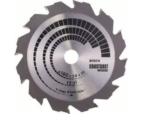 Пильный диск по дереву BOSCH 160х12х20/16 CONSTRUCT WOOD [2608640630]