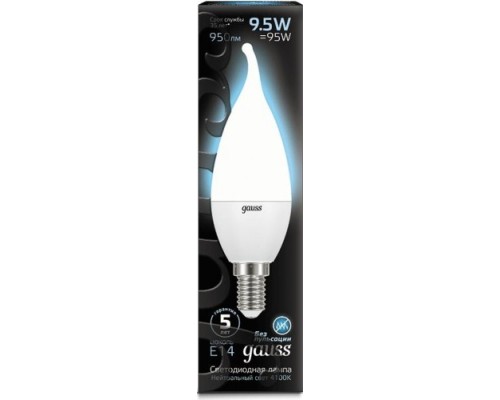 Лампа светодиодная GAUSS Свеча на ветру 9.5w 950lm 4100k e14 led [104101210]