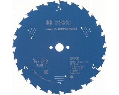 Пильный диск по дереву BOSCH 184х24х16 мм Expert for Construct Wood [2608644138]