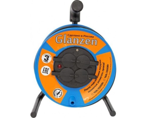 Удлинитель на катушке GLANZEN EB-30-020 силовой 4 гн. пвс 3х1,5 ip44