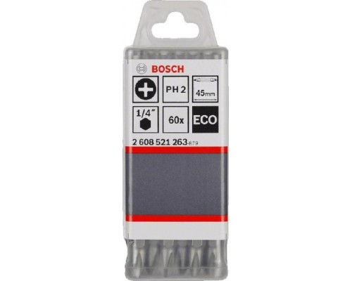 Бита для заворачивания BOSCH двусторонняя PH2/PH2 45ММ ECO 60шт [2608521263]