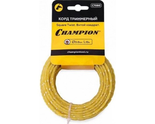 Леска триммерная CHAMPION C7080 square twist 3.0мм *15м витой квадрат