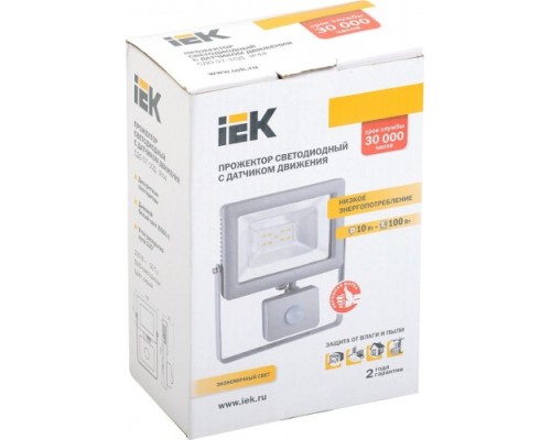 Прожектор IEK СДО 07-10Д IP44 6500K серый с датчиком движения [LPDO702-10-K03]