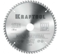 Пильный диск по алюминию KRAFTOOL 216х30мм 64T Multi Material  36953-216-30