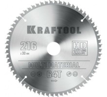 Пильный диск по алюминию KRAFTOOL 216х30мм 64T Multi Material  36953-216-30