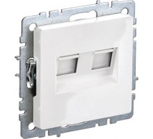 Розетка компьютерная IEK BRITE РК10-2-БрБ двойная RJ45 кат.5E белая [BR-K20-1-K01]