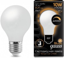 Лампа светодиодная GAUSS A60 filament а60 10w 820lm 2700к е27 milky диммируемая [102202110-D]