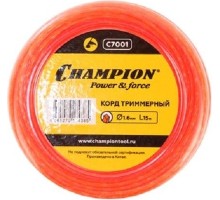 Леска триммерная CHAMPION Twisted Square 1.6мм/ 15м витой квадрат (C7001) [C7001]