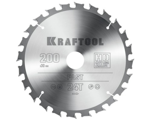 Пильный диск по дереву KRAFTOOL Fast 200х30мм 24T [36950-200-30]