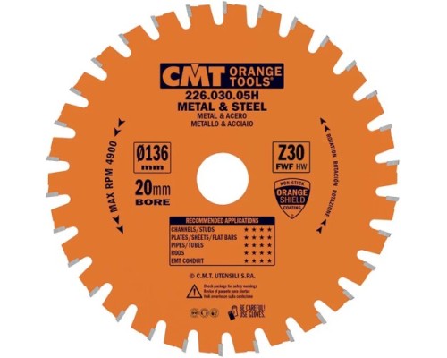 Пильный диск по металлу и металлопрофилю СМТ 136,5X20X1,5/1,20°FWFZ=30 [226.030.05H]
