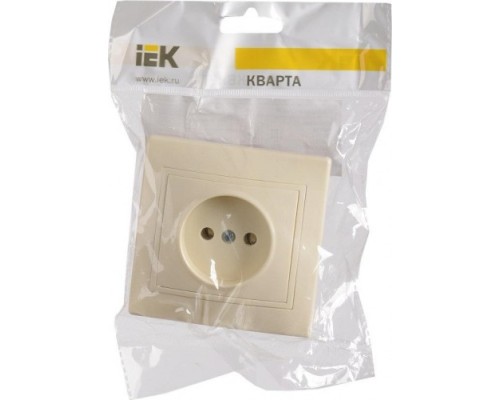 Розетка IEK Кварта 1-м сп 10а ip20 без заземл. крем. [ERK13-K33-10-DM]